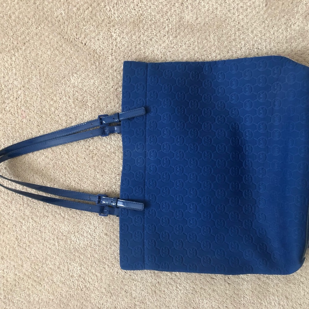 michael kors royal blue laptop bag with initials